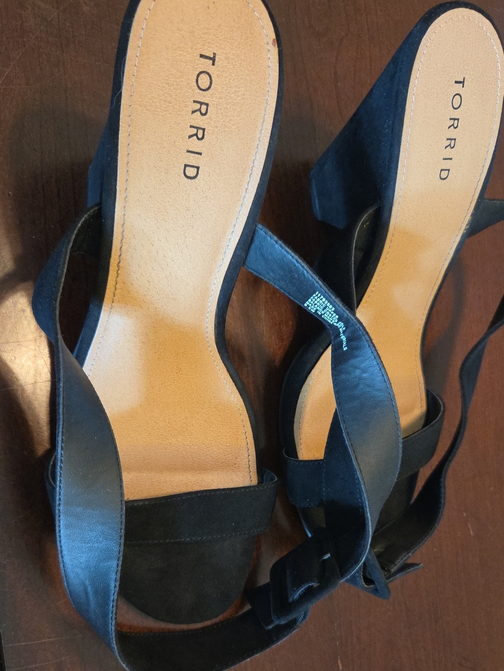torrid Black Suede Block Heel Sandals with Ankle Straps